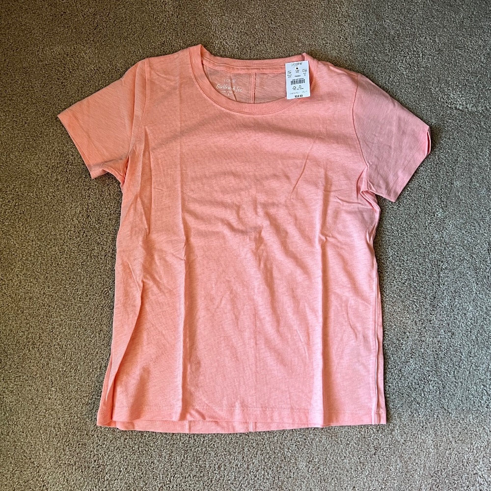 NWT J Crew Girlfriend Tee Peach Size S